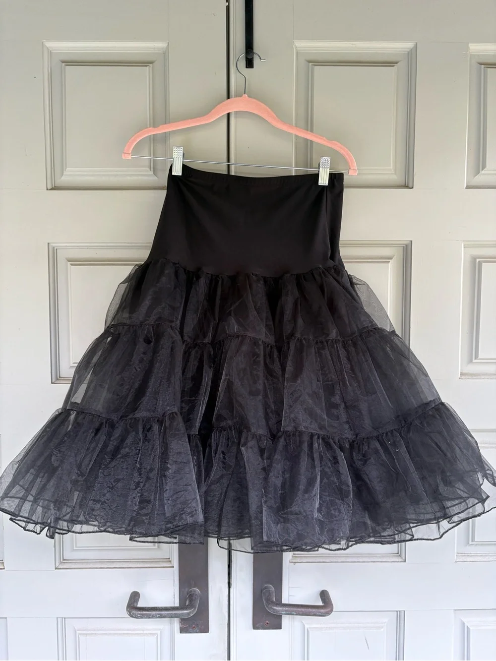 Organza Black Ruffled Nylon Double Layer Petticoat Skirt - Picture 2 of 8
